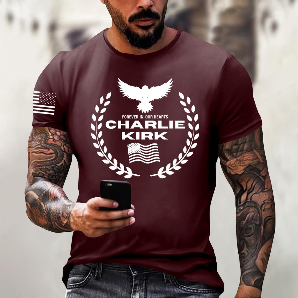 Fashionable Round Neck Short Sleeve Work Clothes Printed Tops For Mens Summer Tops