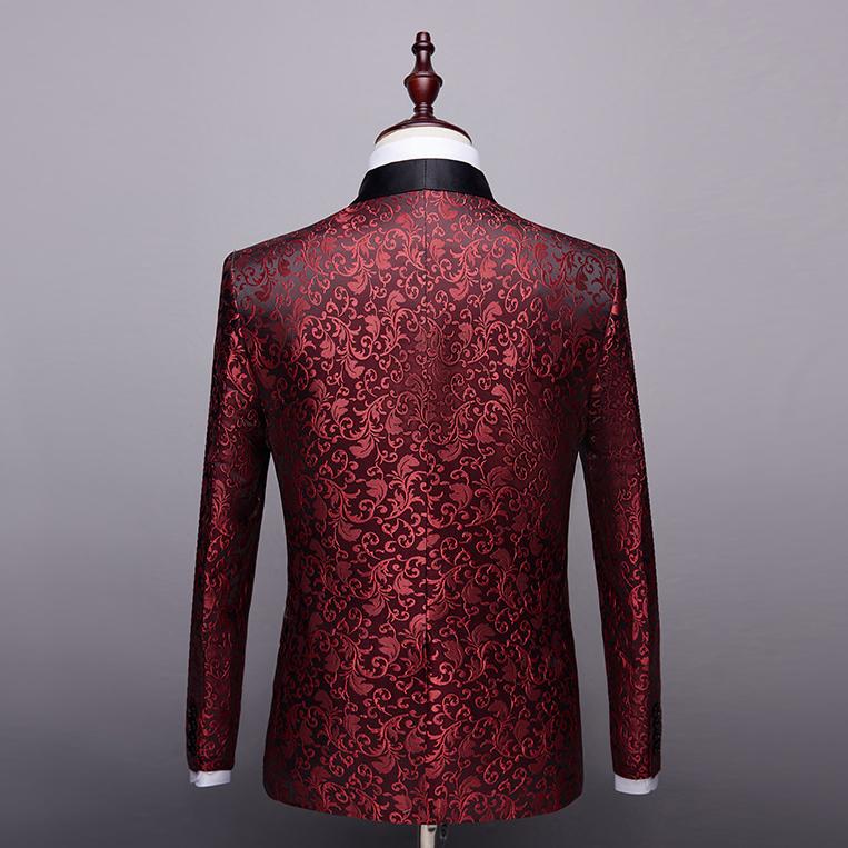 Мужские пиджаки жаккардовый костюм многоцветный тонкий выпускной свадебный сценический костюм