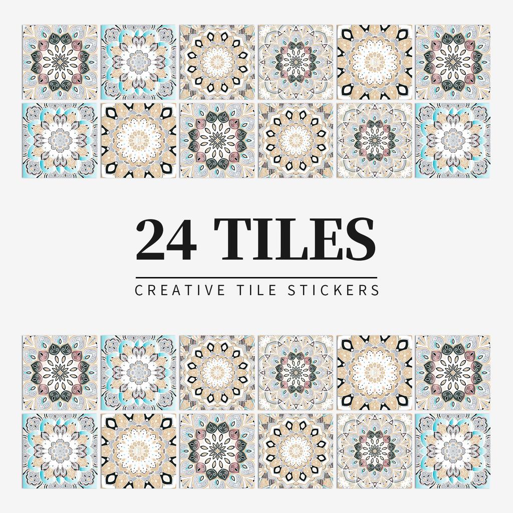 24 Pieces European Pattern Self-Adhesive Tile Sticker Waterproof And Oil-Proof Kitchen Bathroom Wall Decoration Matte Film Pvc Wall Sticker