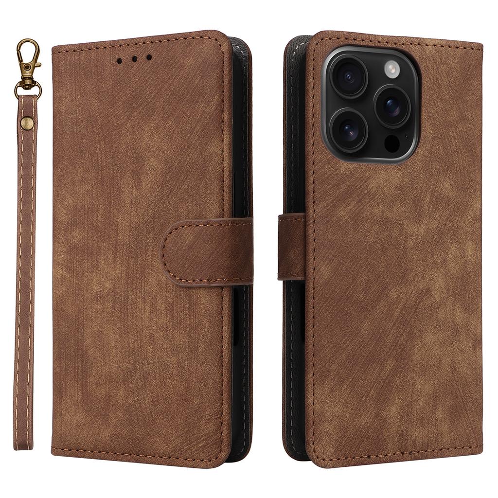 For iPhone 16 Pro Wallet Case RFID Blocking PU Leather Cover Stand View