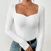 Embroidered Eyelets Pleated Chest Lace Decorative T-Shirts Women’s