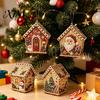 Holiday Celebration Supplies DIY Christmas Faux Pearl Art Painting Hanging Pendant Kit, 3D Bead Gingerbread Wooden Craft Project House Handmade