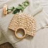 Yogodlns Simple Straw Handbag for Girls Summer Beach Travel Hand Bag Half Moon Hand Woven Rattan Handbags Round Handle Bags