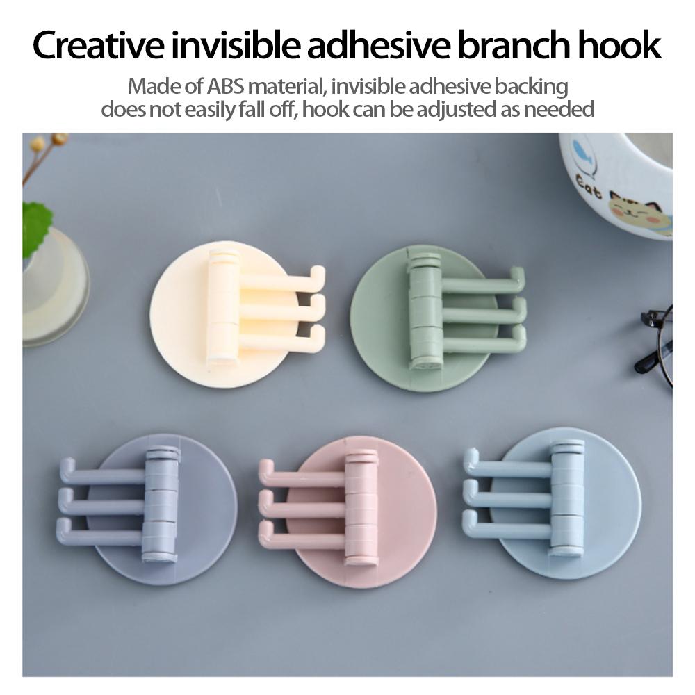 Вращающаяся клейкая настенная вешалка с несколькими крючками для кухни и ванной комнаты