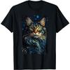 Кошка Мейн-кун картина котенок Ван Гог искусство Звездная ночь небо Мужчины Женщины Девочки Дети Футболка