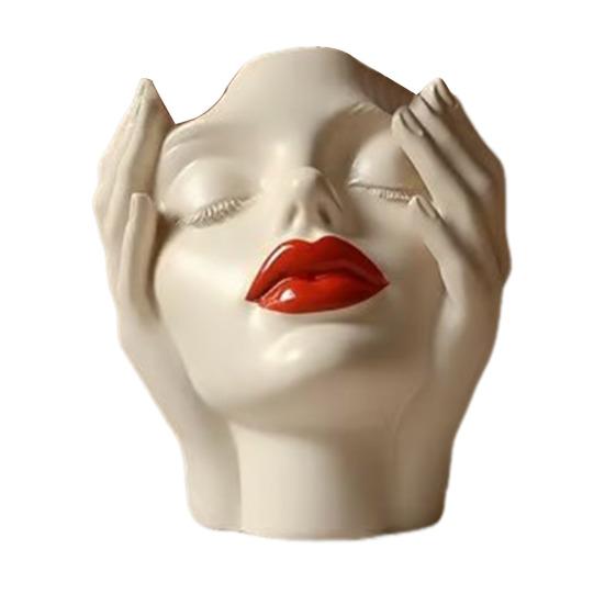 Держатель для ручек с женским контуром, художественная ваза ручной работы в форме женской головы, минималистичный держатель для кистей для макияжа для дома, гостиной, книжной полки, декора