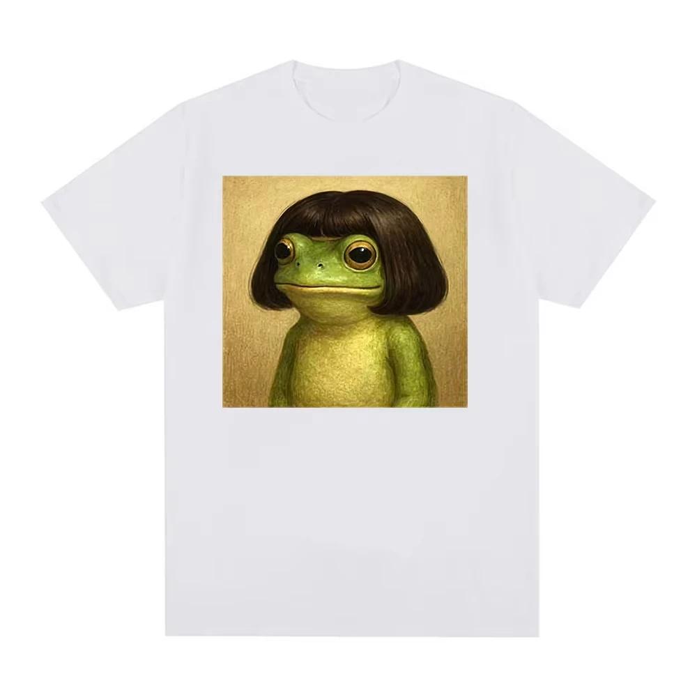 Summer Frog Face With Bob Haircut Short Sleeve Casual Round Neck Funny Kid Adult parentchild Funny Tshirt Tops