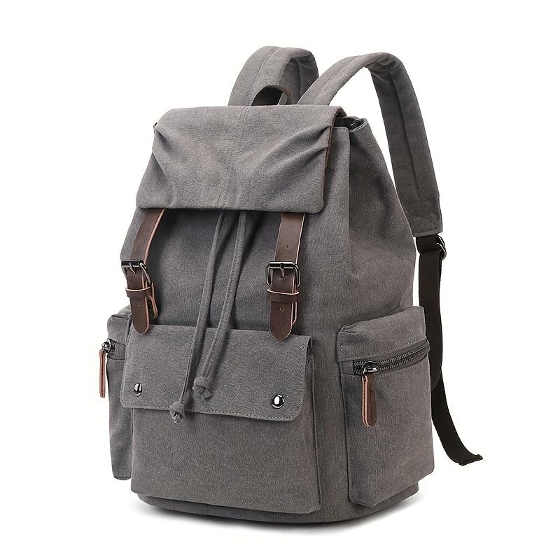 1pc Retro Canvas Backpack, Sturdy and Durable Computer Backpack, Worker Commuter Storage Bag for Office Business Trip