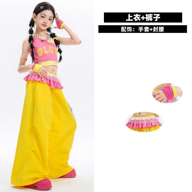 Girls Jazz Dance Costume Kids Hip Hop Performance Outfit Trendy Stage Wear