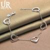 925 Sterling Silver Five Heart Bracelet Fashionable Wedding Jewelry