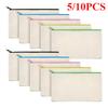 3/5/10 Pcs/Lot Student School Canvas Zipper Storage Bags DIY Blank Craft Cosmetic Ziplock Cotton Pouches for Pencil 21x12cm