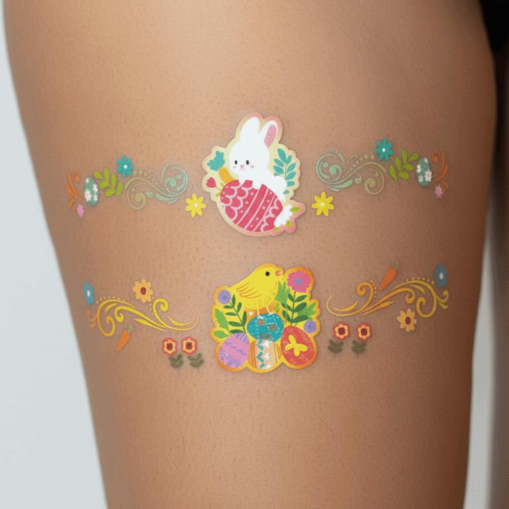 Wrist Arm Face Leg Face Temporary Tattoo Rabbit Carrot Eggs Flower Freckle Tattoo  Easter Day