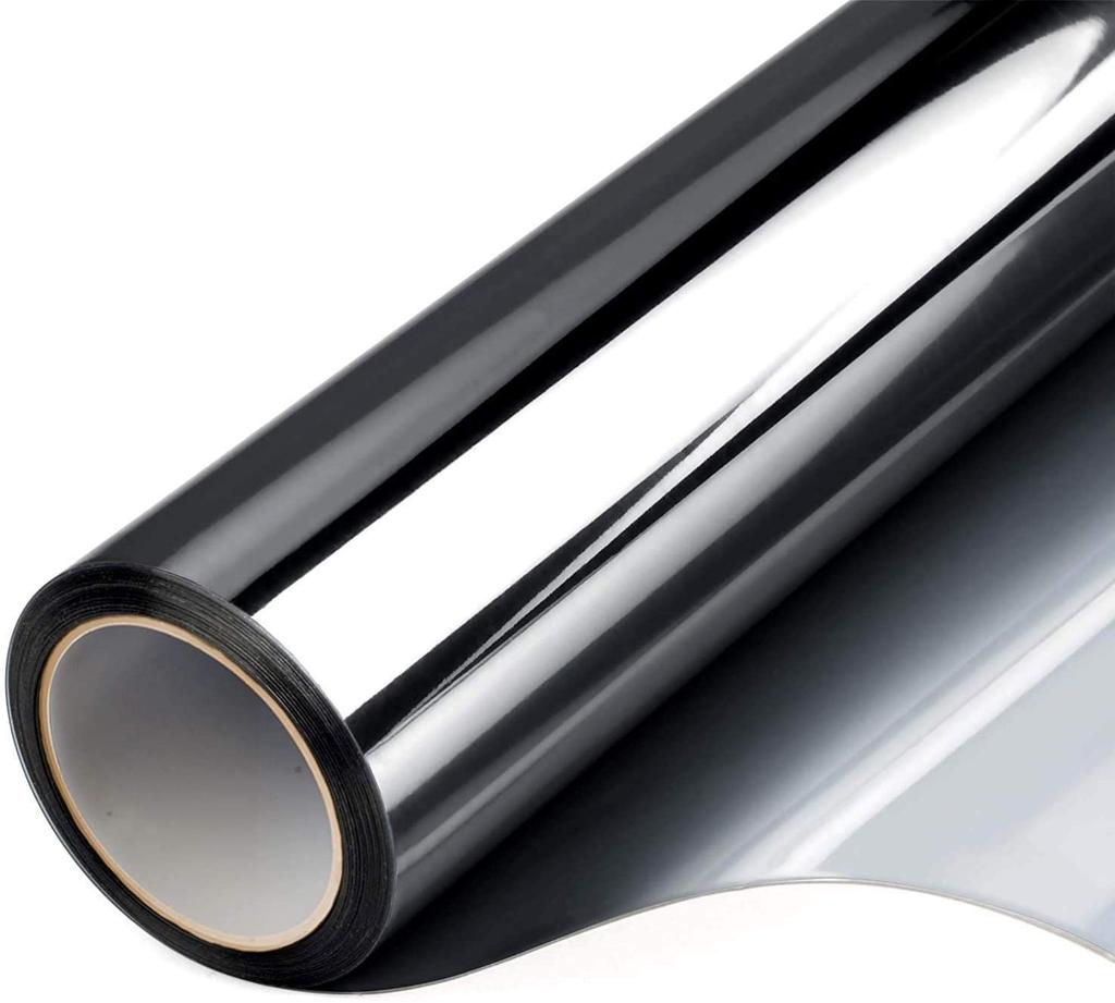 One Way Mirror Window Film Privacy Self-Adhesive Anti UV Heat Control Reflective Window Tint for Home Office Vinyl Silver