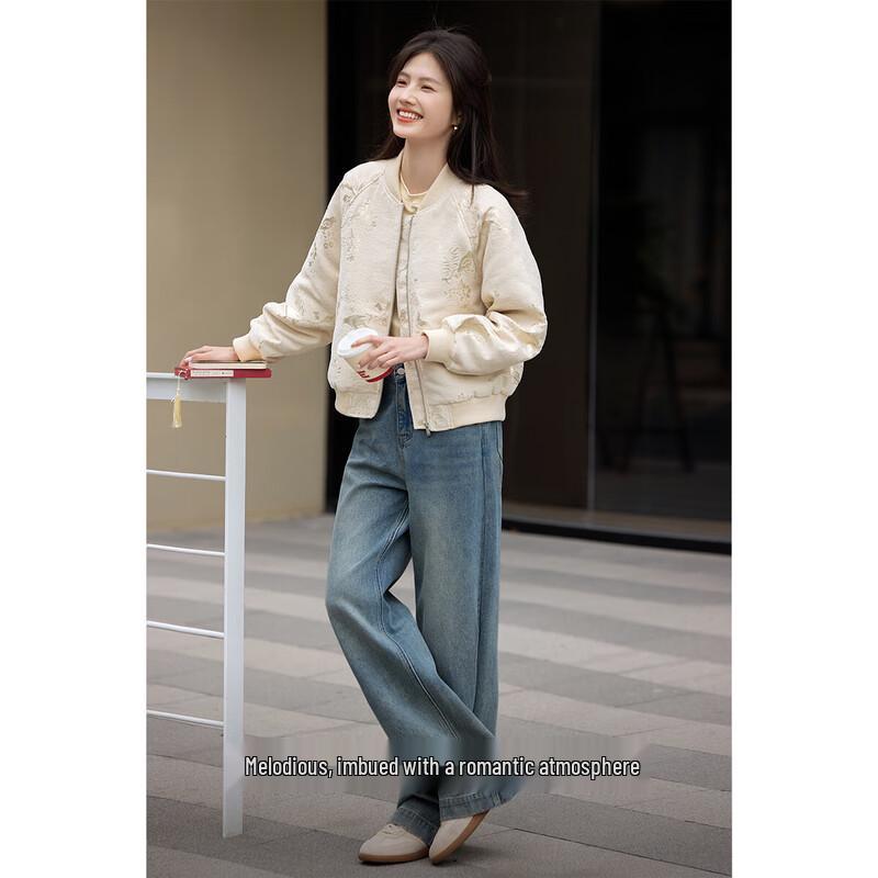 Женская куртка-бомбер XWI в новом китайском стиле с жаккардовым узором