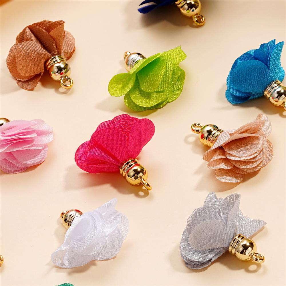 10Pcs/Lot Fabric Flower Tassel Pendants for Jewelry Making for DIY Bracelet Earrings Keychain Tassel Jewelry Making Accessories