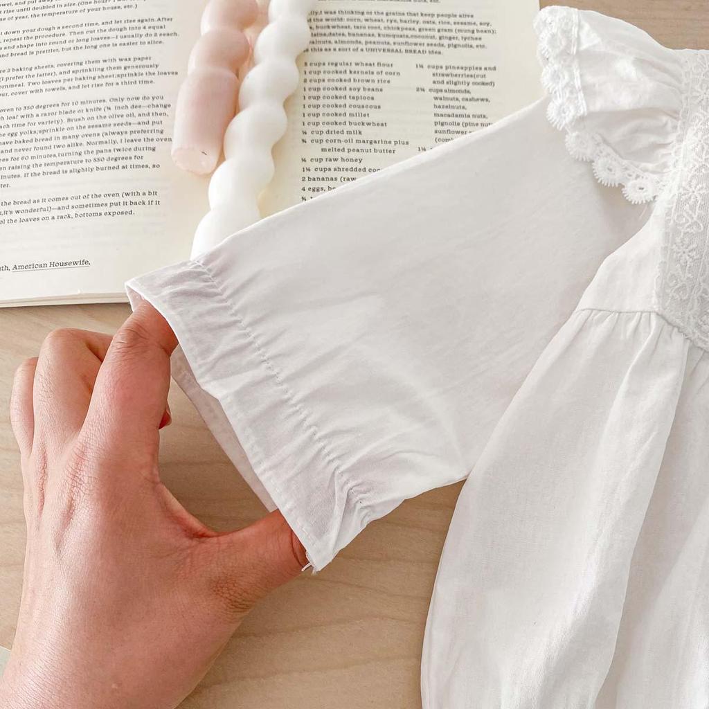 Весенний комбинезон для девочек из хлопка и кружева с вышивкой 2024 года - сетчатое платье принцессы для малышей на один год