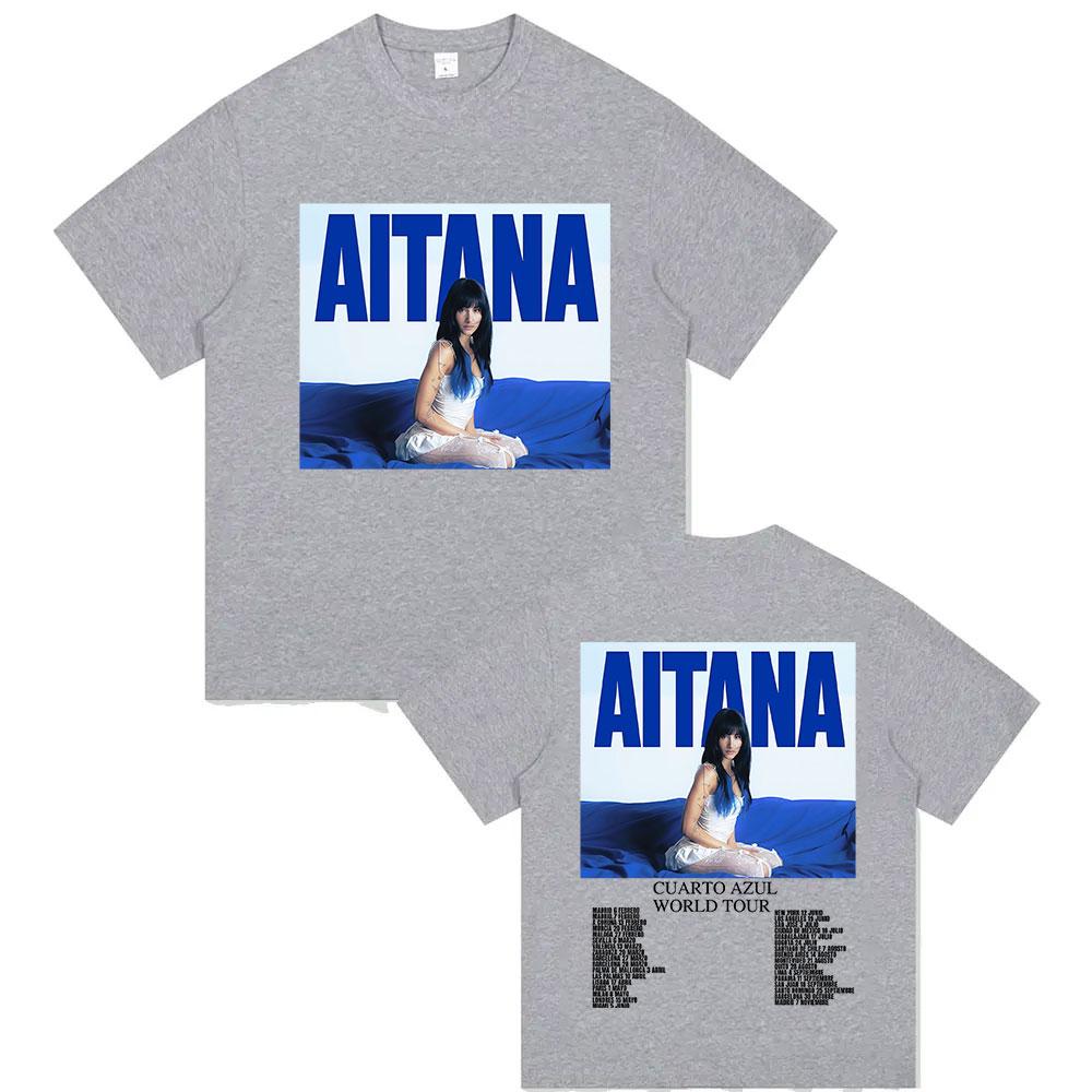 Singer Aitana Cuarto Azul World Tour 2025 Graphic Tshirt for Unisex and Women Retro Fashion Summer Print 100 Pure Cotton Tshirt