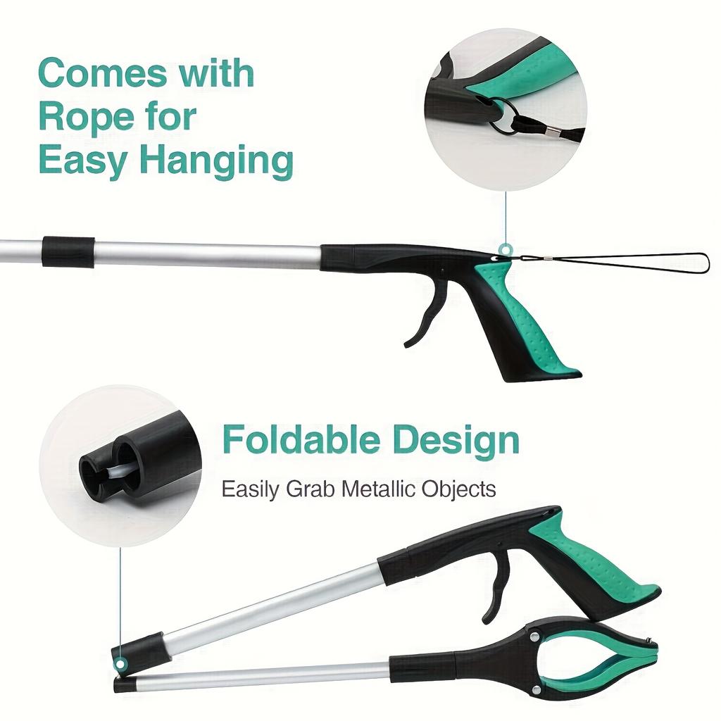 Grabbing Tool, Foldable Grabbing Tool, Suitable for Elderly Use, Wide Claw Garbage Picker, Lightweight Garbage Picker with A Strong Magnetic Tip.