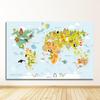 Художественная печать на холсте, картина для маленьких детей, украшение для спальни, морская жизнь, континенты, карта мира животных, детский постер, детская стена без рамки