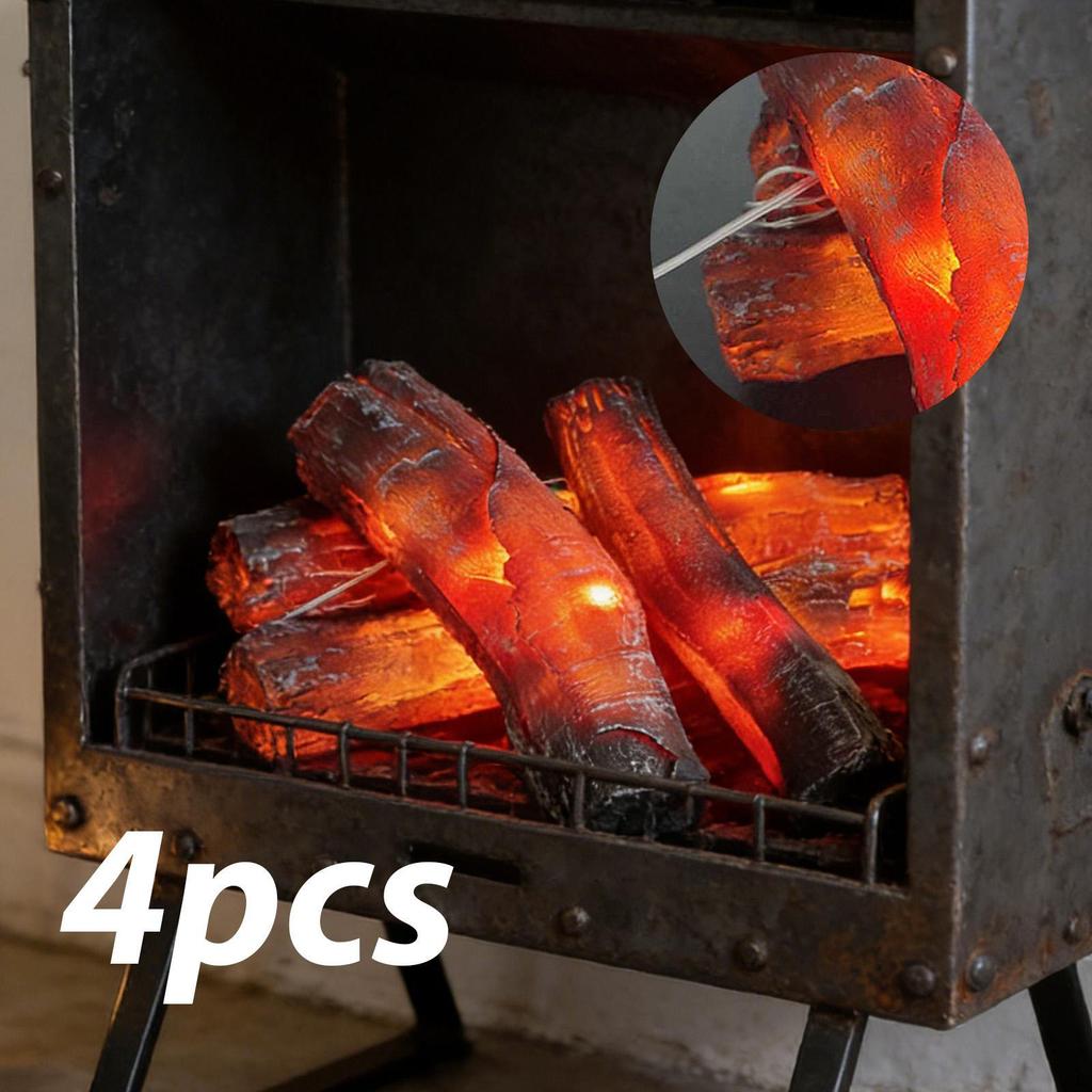 Flameless Fireplace Log Lights Artificial LED Fire Decoration Props Fake Wood Burning