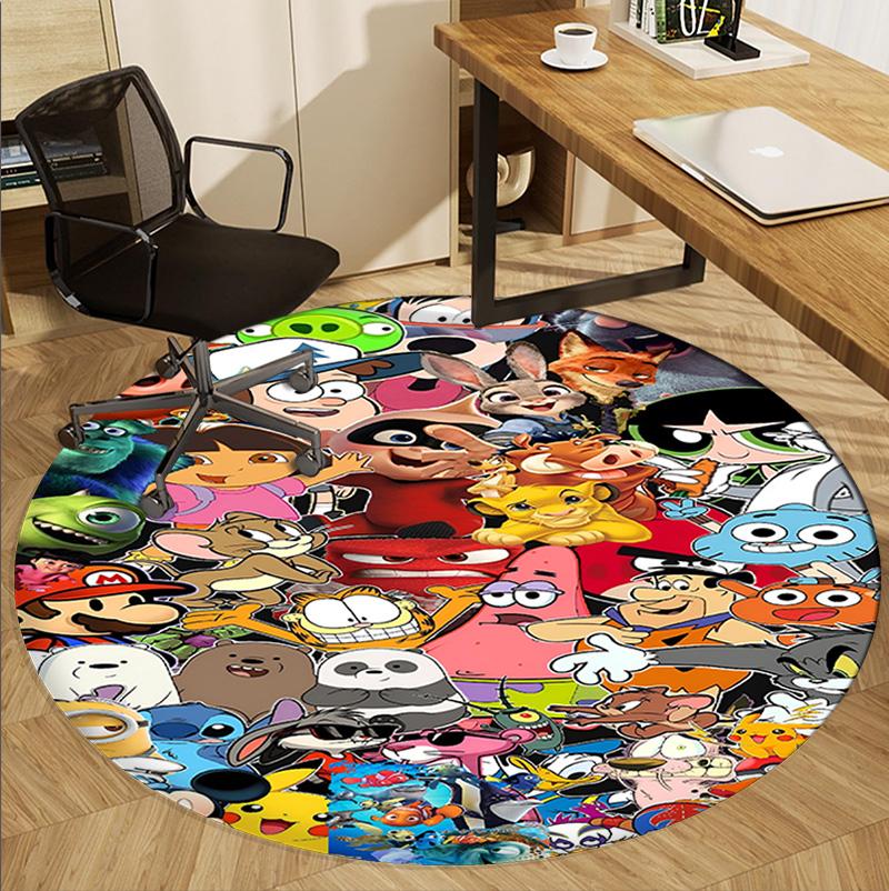 Angry Birds Pattern Round Rug, Indoor/Outdoor Mat, for Picnic, Gameroom, Bedroom, Office, Living Room, Home Decor Carpet, Birthday Gift