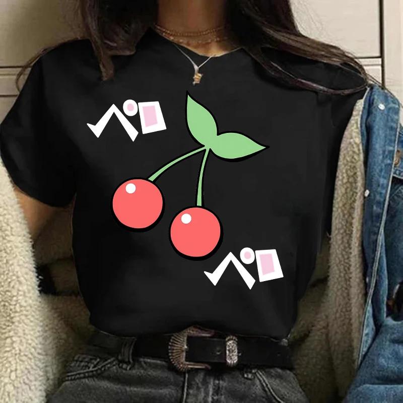 Сладкая клубника вишня повседневные футболки готическая футболка Harajuku 90s футболка женские летние топы уличная одежда