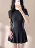 New women's skirt-style one-piece small and fresh women's swimsuit conservative and thin long-sleeved student hot spring swimsuit