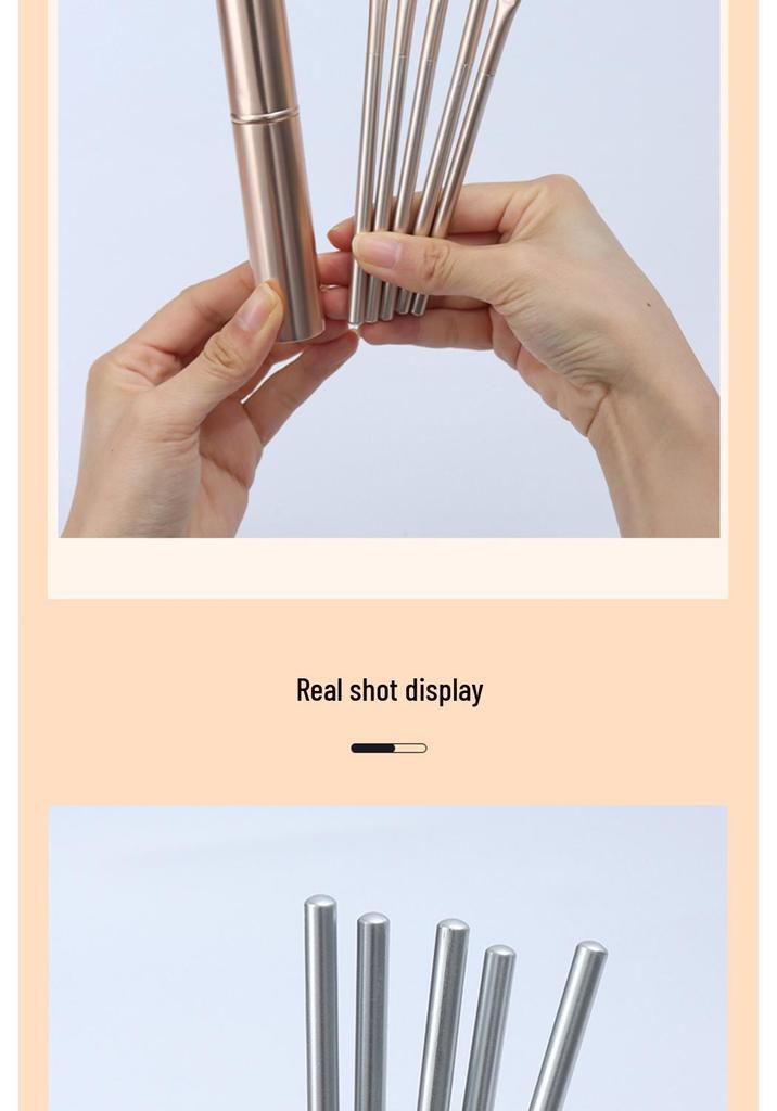 Cangzhou 5-Piece Eyeshadow Brush Set with Storage Bucket – Strong Grip, Minimal Powder Absorption & No Flyaway Powder