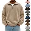 Мужская модная повседневная толстовка с половиной молнии, однотонная, с эффектом потертости, мужская повседневная свободная толстовка с длинными рукавами и лацканами