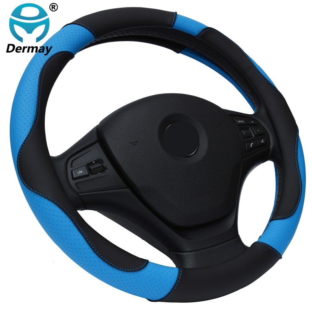 DERMAY PU Leather Car Steering Wheel Cover M size for LADA 14-15" Steering Wheel Free Shipping
