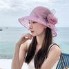 2025 Летняя женская элегантная шляпа из органзы с цветочным узором для бассейна, защита от солнца для путешествий, крутая шляпа рыбака