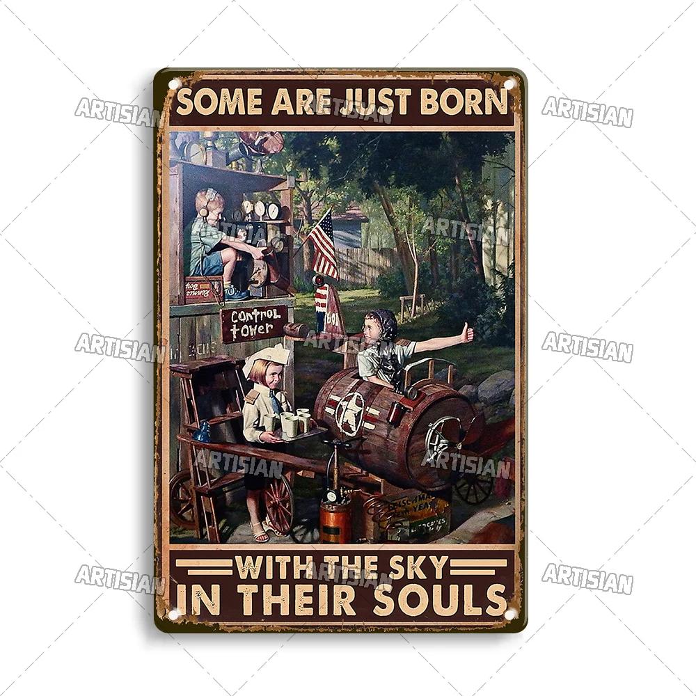 Artisian Pilot Metal Sign Flight Attendant Tin Plate Airplane Aviation Decorative Plaque Wall Decor Garage Bar Pub Club Hotel