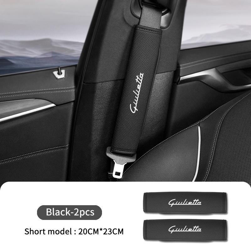 Car Seat Belt Shoulder Cover Leather Shoulder Protector Pad For Alfa Romeo 159 Giulietta 156 147 Giulia Mito GT Stelvio Spider ert853