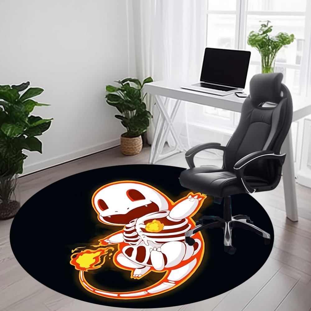 1 шт. Коврик для офиса Pokémon Charmander, Круглый ковер для помещений, Подходит для офиса, Под офисные стулья, Спальни, Гостиной, Декор для дома, Декор комнаты