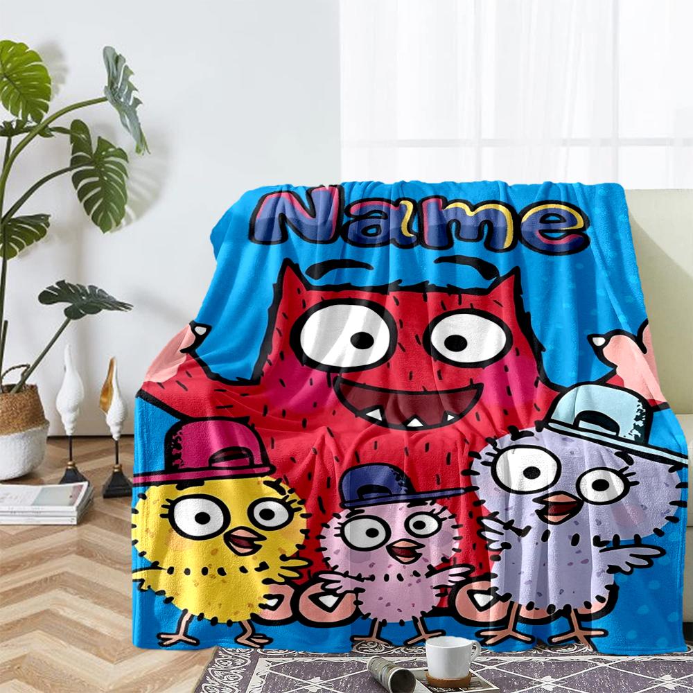 Custom Name Love Monster Theme Printed Blanket - Perfect for Couch, Bed, Travel & Outdoor Use | Machine Washable, Cozy & Durable.