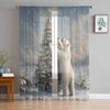 Рождественские зимние шторы с изображением белого медведя для гостиной, спальни, украшения дома, оконные вуали, тюль, занавески, драпировки