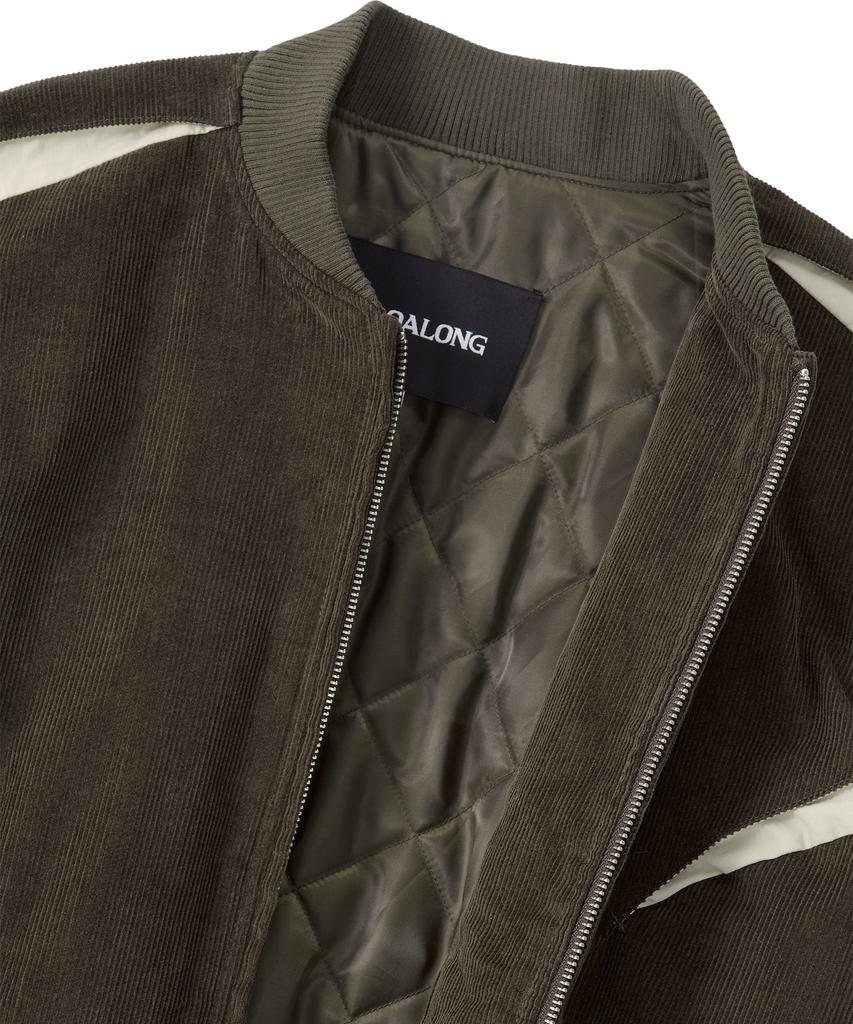 Wooalong Corduroy Contrast Quilted Blouson - Brown