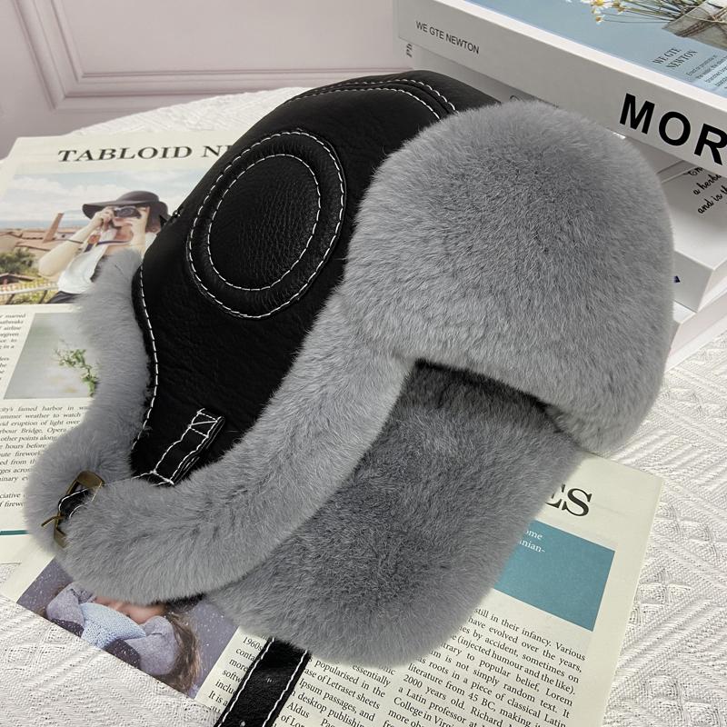 Шапка-бомбер из кроличьего меха мужская зимняя теплая толстая теплая шапка-ушанка из натуральной кожи с регулируемым ремешком снежные шапки