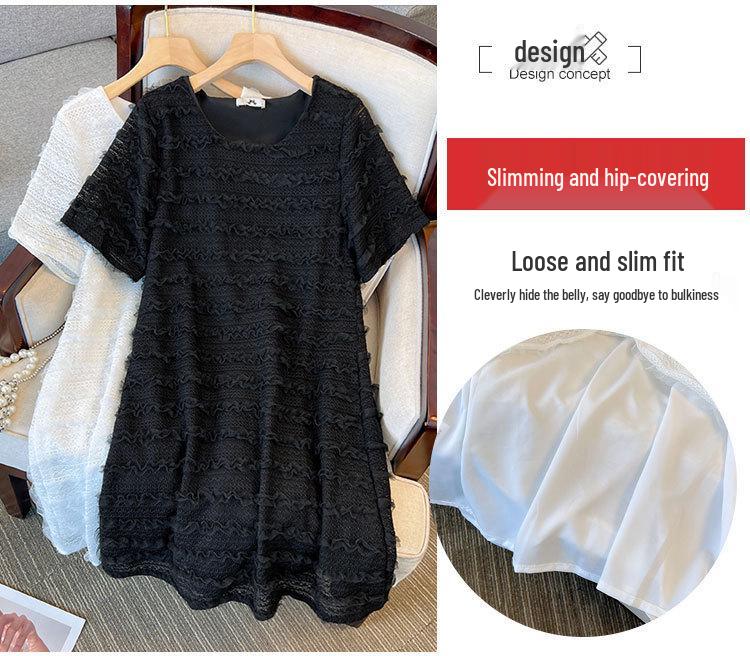 Летнее платье из французского кружева больших размеров для женщин, прямого кроя, миди