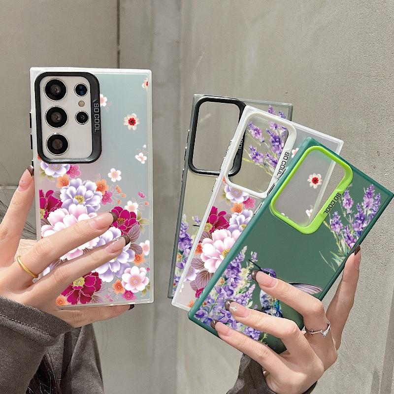 Чехол для телефона с защитой от падений и цветочным узором для Samsung S24 S23 A55 A35 Xiaomi Redmi 13C Poco C65 iPhone 15 Huawei Honor, противоударный защитный бампер