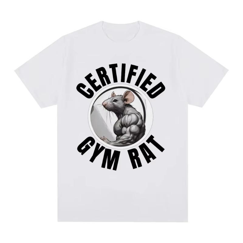 Сертифицированная футболка 'Gym Rat' Pump Cover Фитнес Мышь Унисекс Одежда Графические Футболки Унисекс Хлопок Большемерные Футболки с коротким рукавом