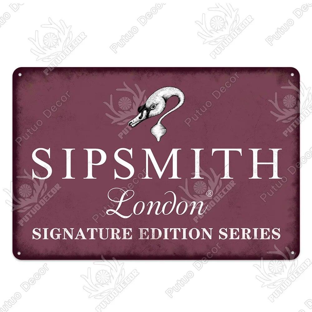 Putuo Decor Classic Gin Vintage Metal Sign Wine Tin Sign Decorative Plaque for Bar Pub Club Decoration Wall Decor Alcohol Sign