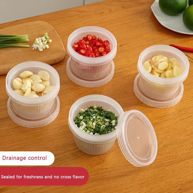 Ящик для хранения фруктов и овощей с верхней крышкой, сливная корзина для холодильника и морозильника, органайзер для гарнира с хрустящей корзиной для лука