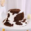 Panama Hats Lamb Plush Cow Pattern Female Hats Flannel Bucket Hat Korean Style Caps Cow Print Caps