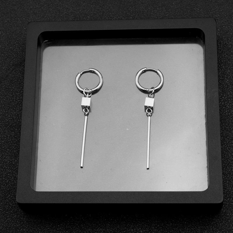 Корейские мужские квадратные длинные серьги из нержавеющей стали - Панк-стиль, Мода OL, Титановая сталь для пар.