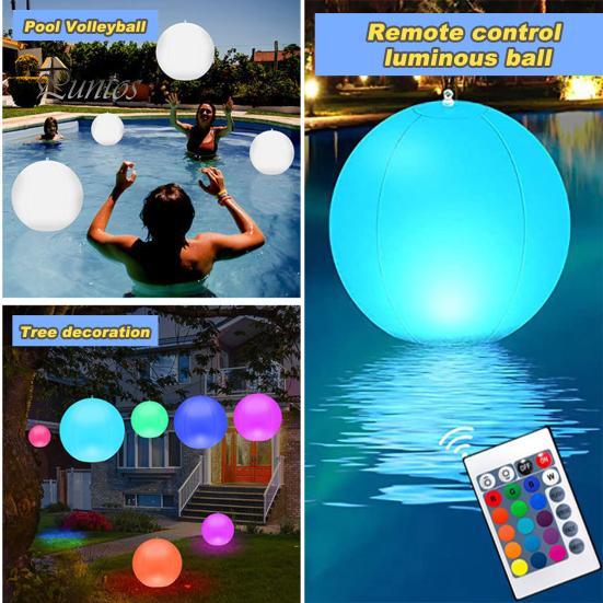Надувной мяч на солнечной батарее с дистанционным управлением, 16 цветов, светодиодная подсветка, 3 режима работы, водонепроницаемый, плавающий, для украшения вечеринки в бассейне