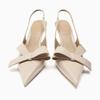 Women High Heels Sandals Butterfly-knot Design Summer Footwear Chic Pointed Patent Leather Beige Elegant Female Wedding Shoes