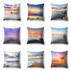 Пейзаж заката на морском побережье Односторонняя наволочка Офисная подушка-обнимашка Наволочка для поясничной подушки Полиэстер Простая диванная наволочка