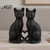 Кот с сердцем, полый дизайн, 3D-печатная фигурка для пары, минималистичная скульптура в форме сердца, декорация в форме сердца, романтические украшения для дома и офиса