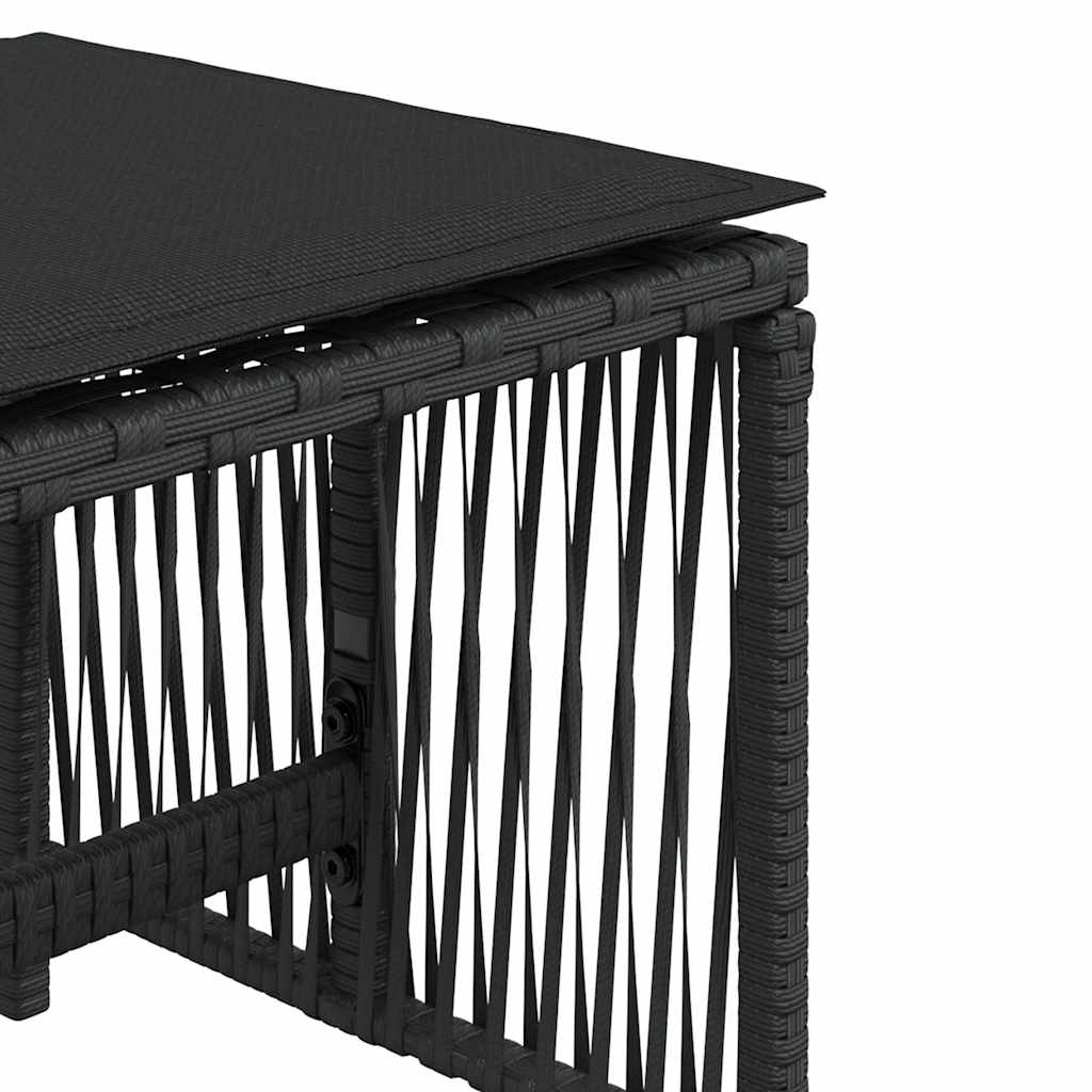 Garden Stool with Cushions 4 pcs Black 41x41x36 cm Poly Rattan
